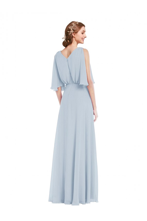 Cheap V-Neck Split Sleeves Blouson Bodice Maxi Bridesmaid Dress Canada