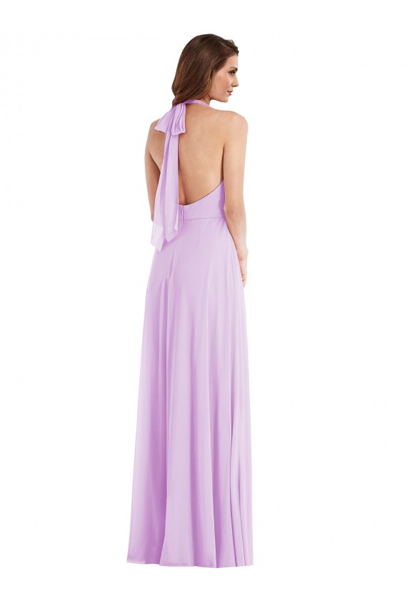 Cheap High Neck Halter Backless Maxi Bridesmaid Dress Canada