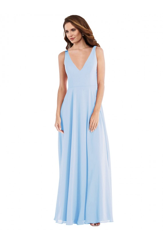 Cheap Deep V-Neck Chiffon Maxi Bridesmaid Dress Canada