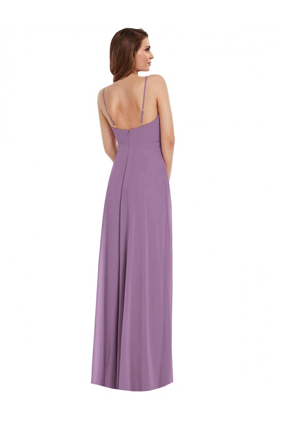 Cheap Wrap Bodice Maxi Bridesmaid Dress with Front Slit Canada