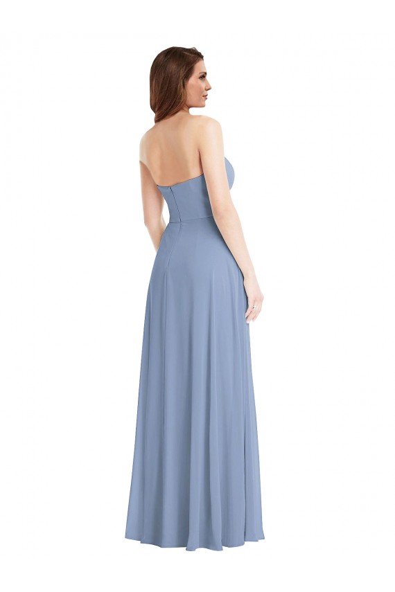 Cheap Strapless A-Line Maxi Bridesmaid Dress with Front Slit Canada