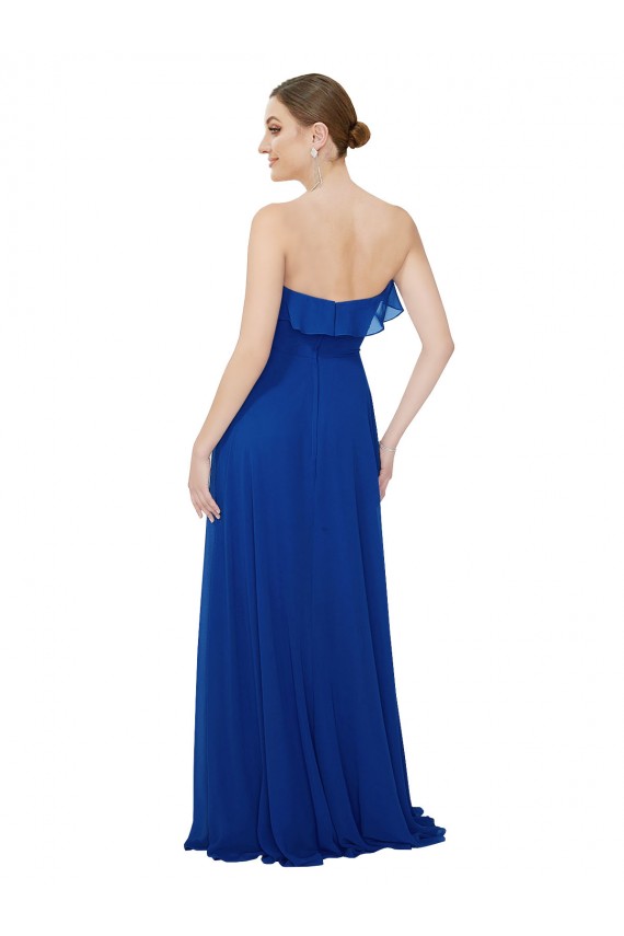 Cheap Ruffled Chiffon Strapless Bridesmaid Dress Canada