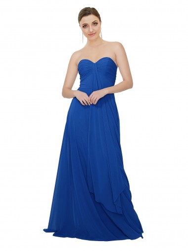 Cheap Strapless Sweetheart Draped Chiffon Bridesmaid Dress Canada