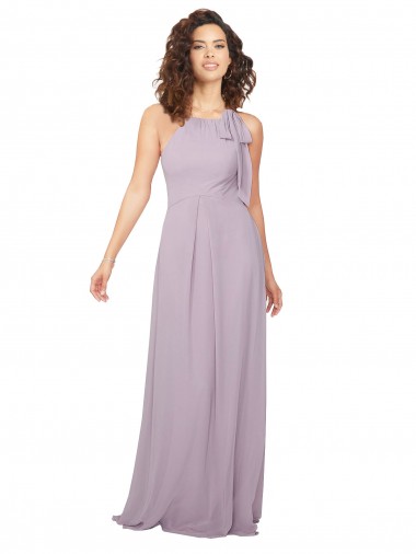 Cheap Halter Neck Bridesmaid Dress with Bow Canada