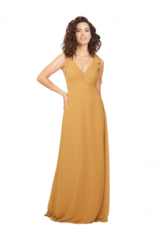 Cheap Boho Chiffon Bridesmaid Dress with Tied Straps Canada