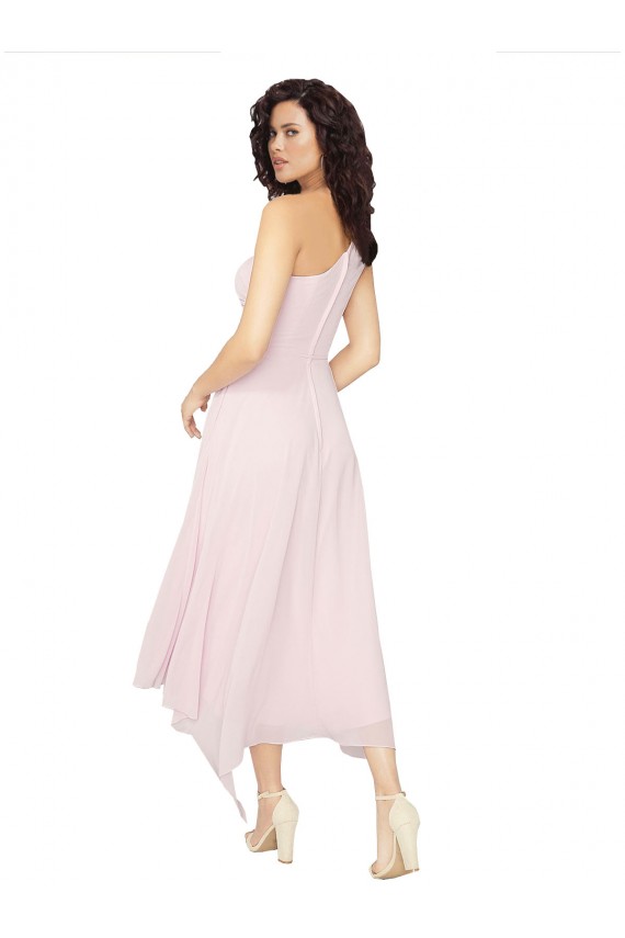 Cheap Midi Length One Shoulder Chiffon Bridesmaid Dress Canada
