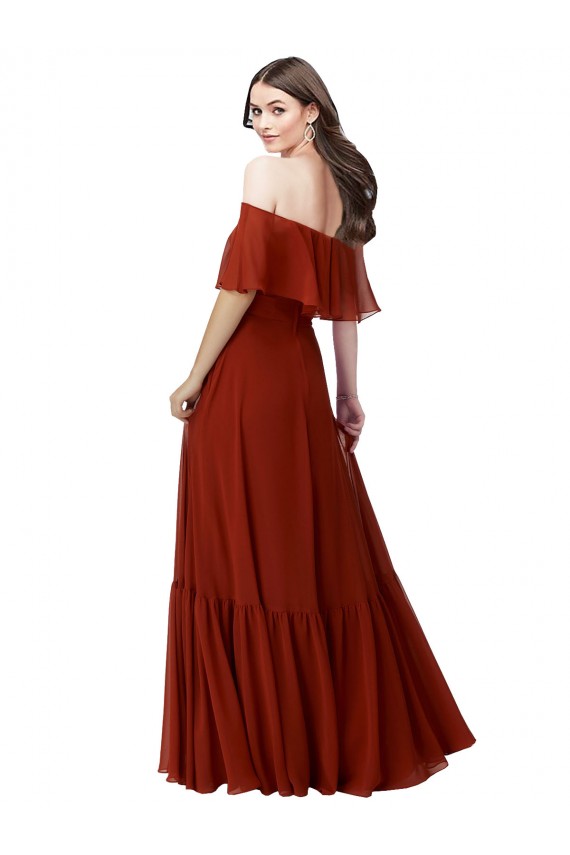 Cheap Off the Shoulder Ruffle Chiffon Bridesmaid Dress Canada