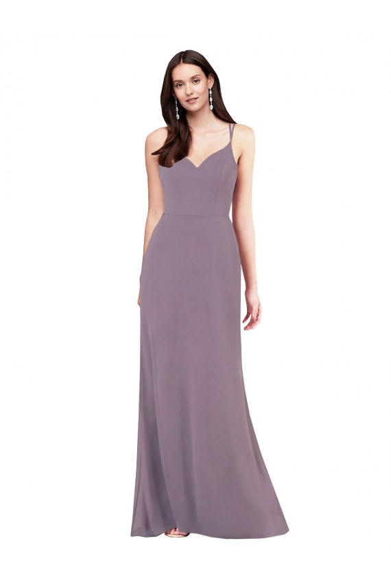 Cheap Simple Floor-Length Chiffon Bridesmaid Dress with Criss-Cross Back Canada