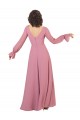 Cheap Long Sleeve Chiffon Bridesmaid Dress with Bow Detail Canada