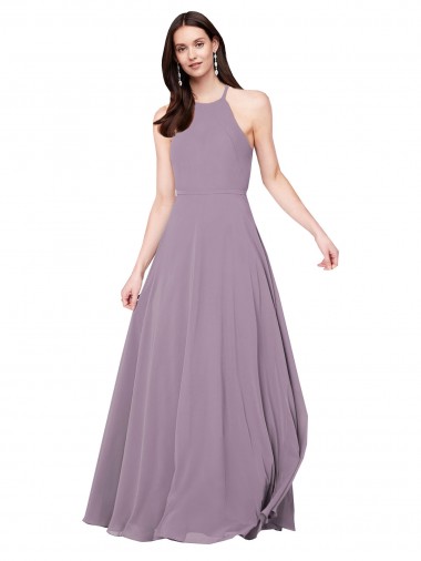 Cheap Floor Length Long Chiffon Bridesmaid Dress with Double Bow Feature Canada