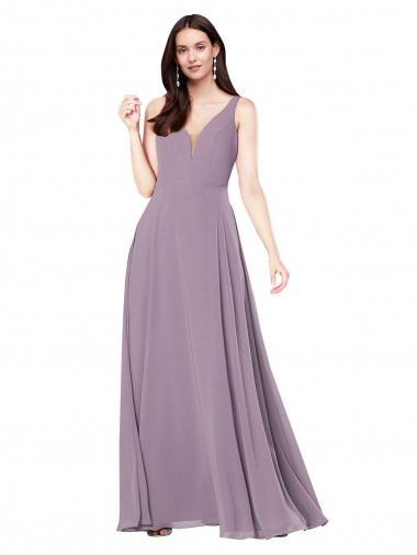 Cheap Long Formal Chiffon Bridesmaid Dress with Open Back Canada