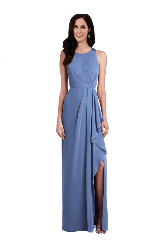 Cheap Sleeveless Chiffon Bridesmaid Dress with Draped Front Slit Canada
