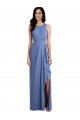 Cheap Sleeveless Chiffon Bridesmaid Dress with Draped Front Slit Canada