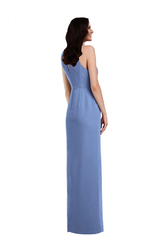 Cheap Sleeveless Chiffon Bridesmaid Dress with Draped Front Slit Canada