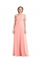 Cheap Off the Shoulder Ruffle Cuff Sleeve Chiffon Maxi Bridesmaid Dress Canada