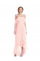 Cheap Off the Shoulder Ruffled High Low Maxi Bridesmaid Dress Canada