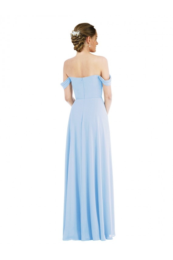 Cheap Off the Shoulder Draped Neckline Maxi Bridesmaid Dress Canada