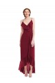 Cheap Ruffle Trimmed V-Neck High Low Wrap Chiffon Bridesmaid Dress Canada