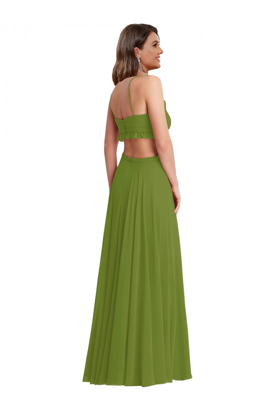 Cheap Ruffled Chiffon Cutout Maxi Bridesmaid Dress Canada
