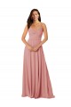 Cheap Twist-Knot V-Neck Long Chiffon Bridesmaid Dress Canada