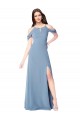 Cheap High Neck Chiffon Bridesmaid Dress with Draped Sleeves Canada