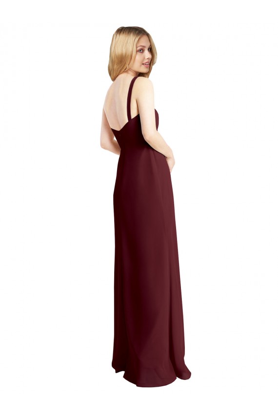 Cheap Square Neckline Soft A-Line Chiffon Bridesmaid Dress with Side Slit Canada