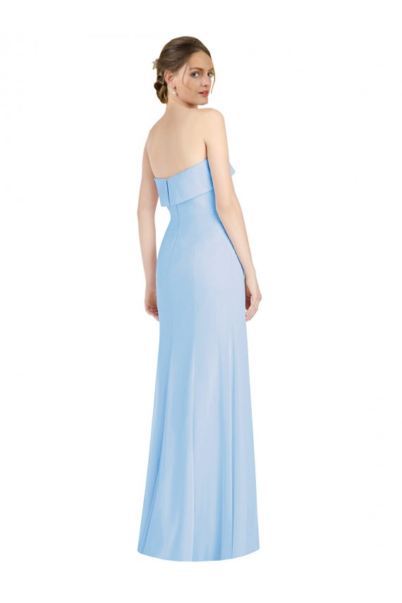 Cheap Strapless Trumpet Chiffon Bridesmaid Dress with Thigh high Slit Canada