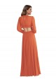 Cheap High Low Ruffled Long Chiffon Cutout Bishop Sleeves Maxi Bridesmaid Dress Canada