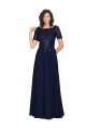 Cheap Short Sleeves A-Line Long Chiffon Bridesmaid Dress with Beaded Bodice Canada