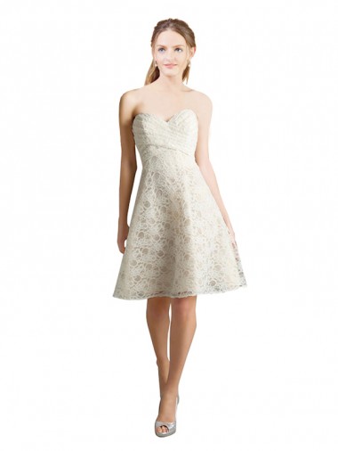 Cheap Lace Bridesmaid Dress with Draped Sweetheart Neckline Canada