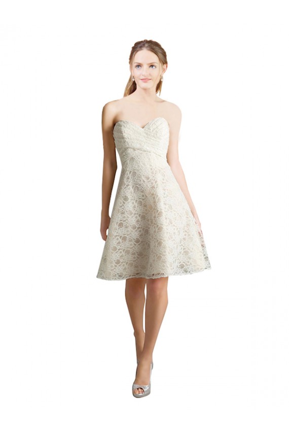 Cheap Lace Bridesmaid Dress with Draped Sweetheart Neckline Canada