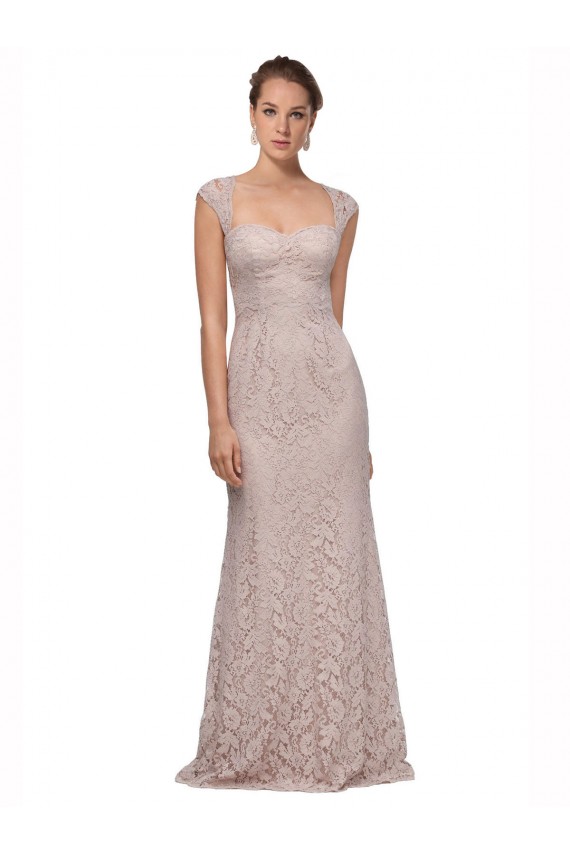 Cheap Sweetheart Neckline Cap Sleeves Lace Bridesmaid Dress with Twist Canada