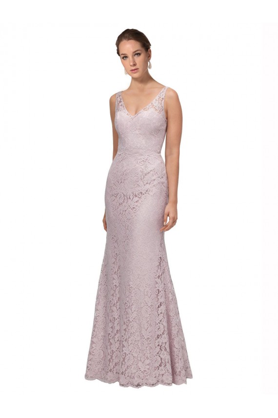 Cheap Lace V-Neckline Long Full Length Bridesmaid Dress Canada