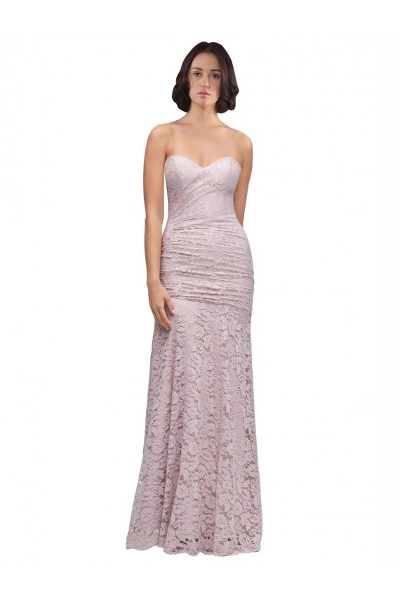 Cheap Floor Length Long Mermaid Lace Bridesmaid Dress with Low Back Canada