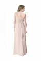 Cheap Long Chiffon Bridesmaid Dress with Corded Lace V-Neck Bodice Canada