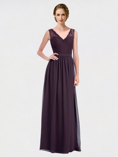 Cheap V-Neck Bridesmaid Dress with Corded Lace Bodice Canada
