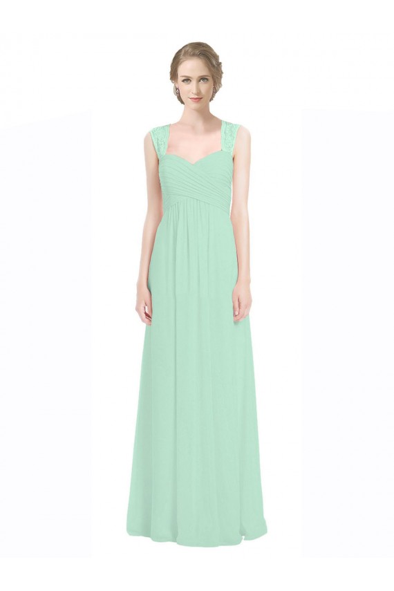 Cheap Sweetheart Chiffon Bridesmaid Dress with Lace Straps and Keyhole Back Canada