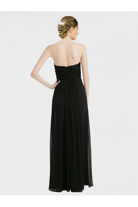 Cheap Long Strapless Lace Bodice Bridesmaid Dress with Sweetheart Neckline and Criss-Cross Pleats Canada