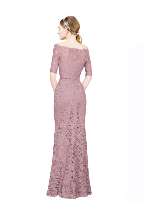 Cheap Short Sleeves Crop Top Mermaid Lace Bridesmaid Dress Canada