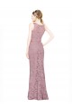 Cheap Sleeveless Crop Top High Neck Mermaid Lace Bridesmaid Dress Canada