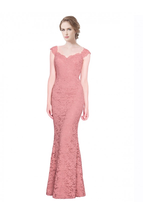Cheap Sweetheart Mermaid Long Lace Bridesmaid Dress with Wide Straps Canada