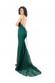 Cheap Sleek Black Tie Fishtail Shaped Long Lace Bridesmaid Dress Canada