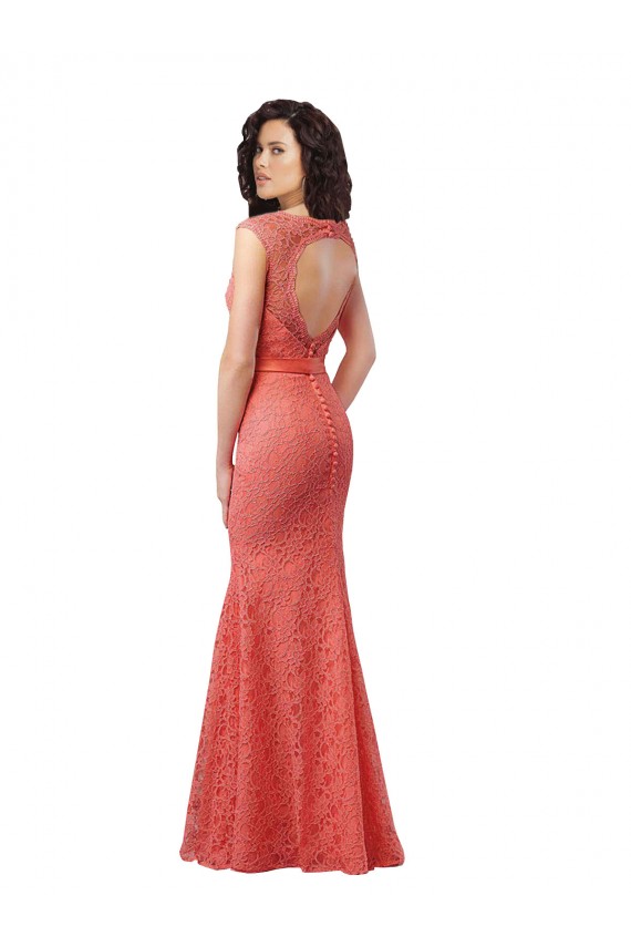 Cheap Mermaid Long V-Neck Lace Bridesmaid Dress with Open Back Canada