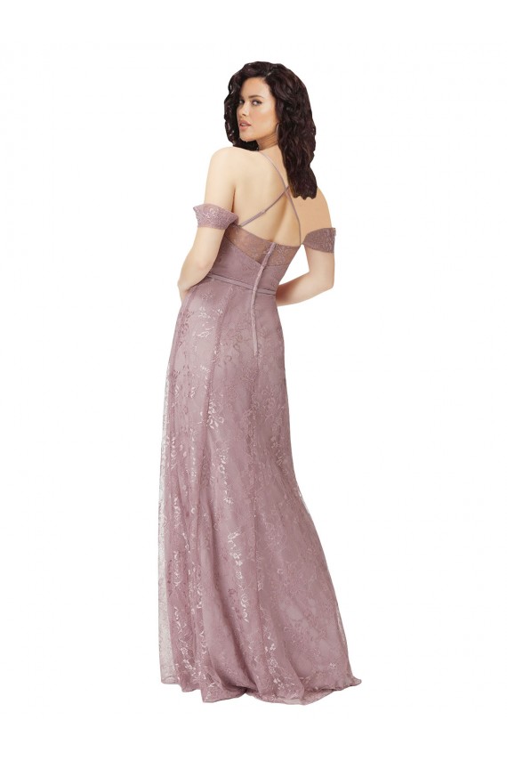 Cheap Sweetheart Chantilly Lace Bridesmaid Dress with Off the Shoulder Sleeves Canada