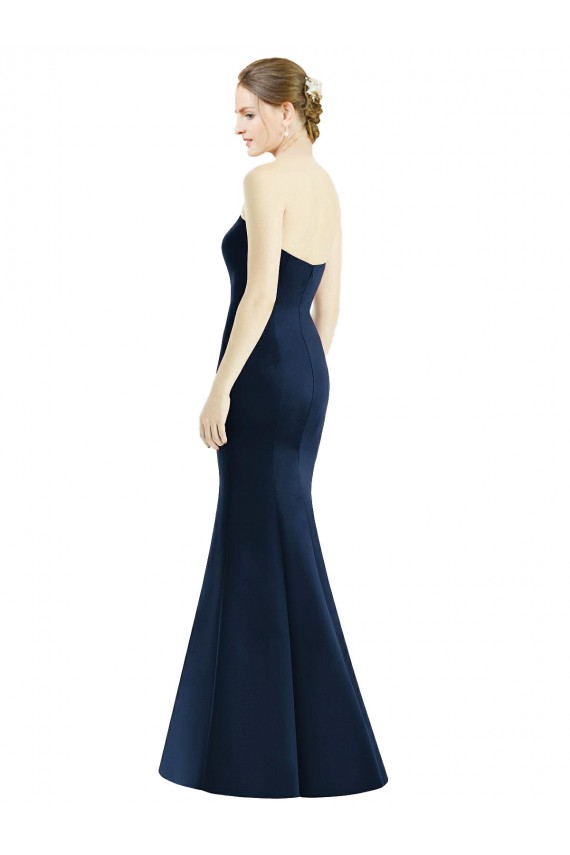 Cheap Long Mermaid Full Length Strapless Satin Bridesmaid Dress Canada