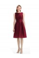 Cheap Short Midi Length Satin Bridesmaid Dress with Bateau Neckline and V-Back Canada