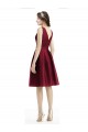 Cheap Short Midi Length Satin Bridesmaid Dress with Bateau Neckline and V-Back Canada