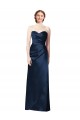 Cheap Faux Wrap A-Line Long Satin Bridesmaid Dress with Draped Bodice Canada