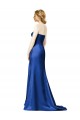Cheap Faux Wrap A-Line Long Satin Bridesmaid Dress with Draped Bodice Canada