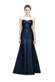 Cheap Long Strapless Satin Bridesmaid Dress with Pleated Cuff Neckline Canada